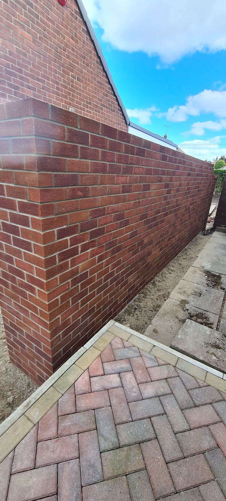 Herringbone block paving driveway