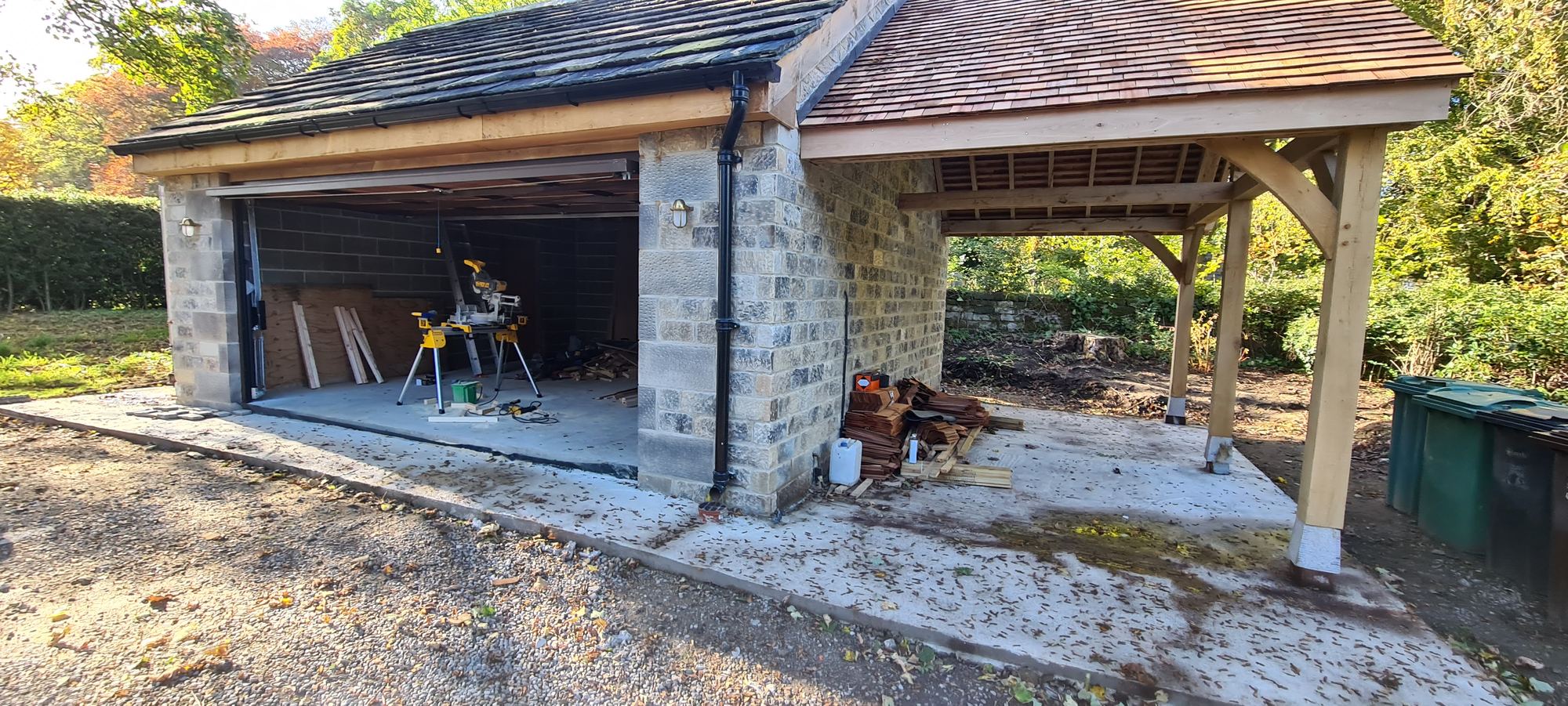 gravel driveway with stone edging